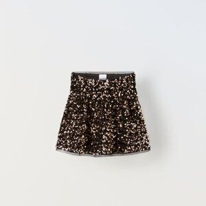 Zara Black and Gold Sequin  Skirt